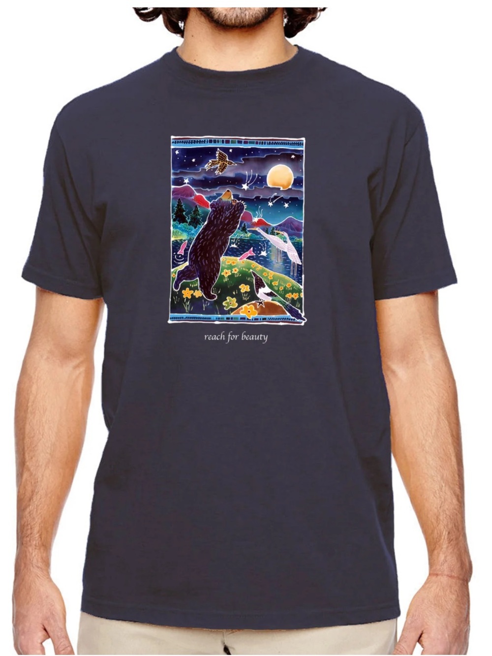 NWOT Jim Morris Catch A Falling Star 100% Organic Cotton T. Animals. Stars. Eco